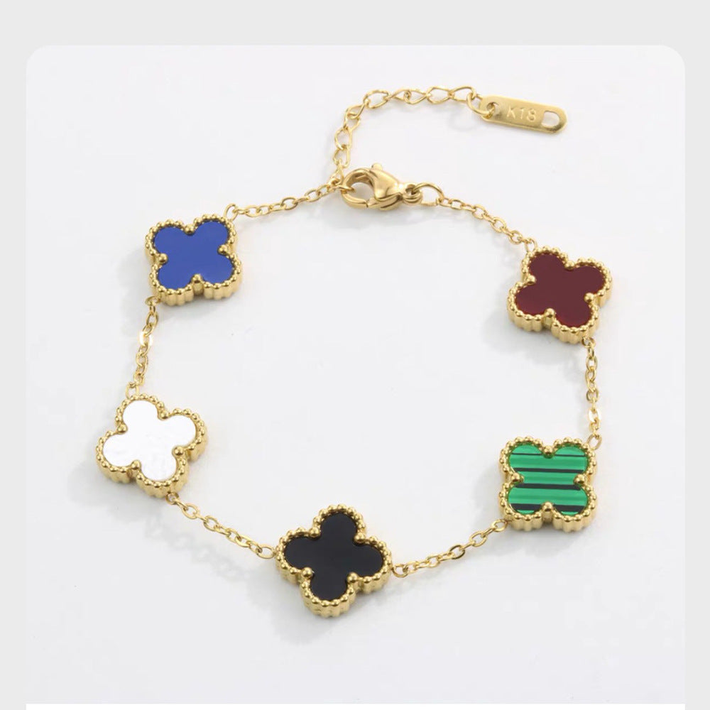 High-End Four Leaf Clover Bracelet in Titanium Steel