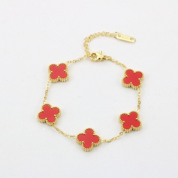 High-End Four Leaf Clover Bracelet in Titanium Steel